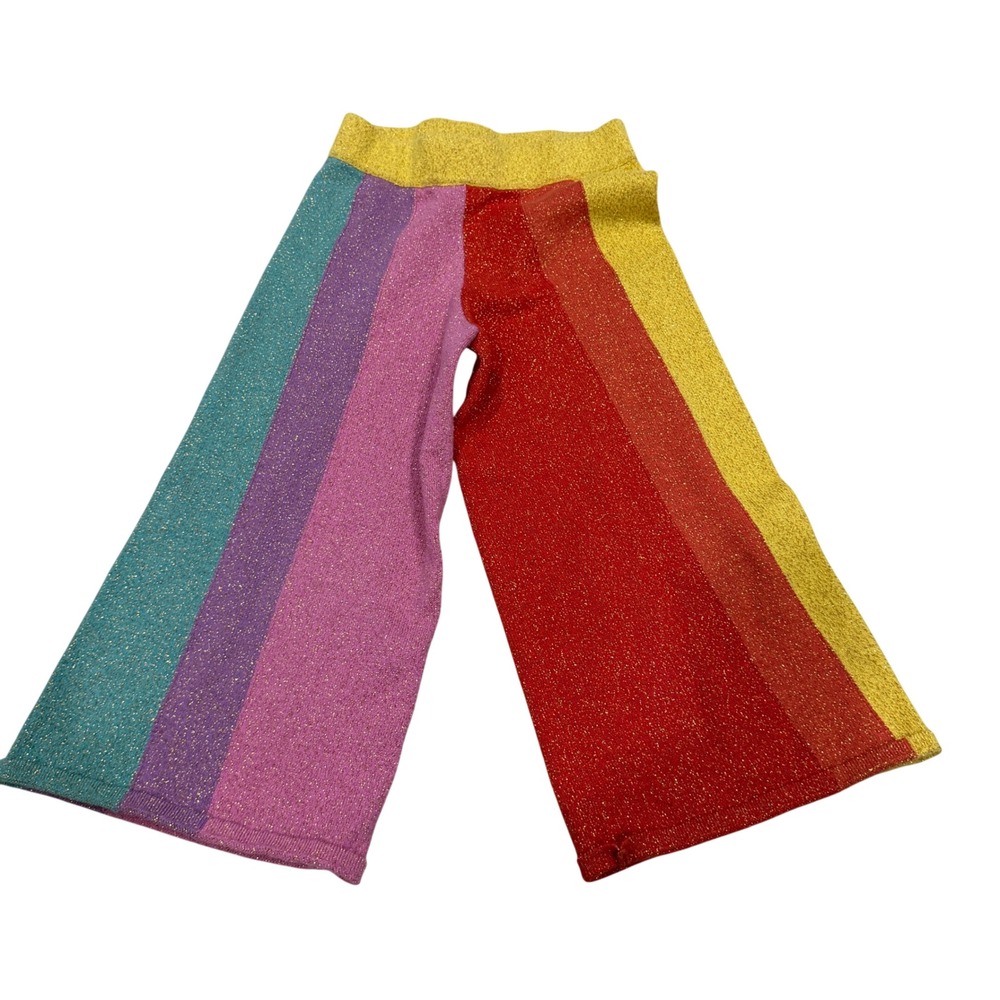 Stella McCartney Kids Rainbow Metallic Knit Wide Leg Pants Size 4 Years